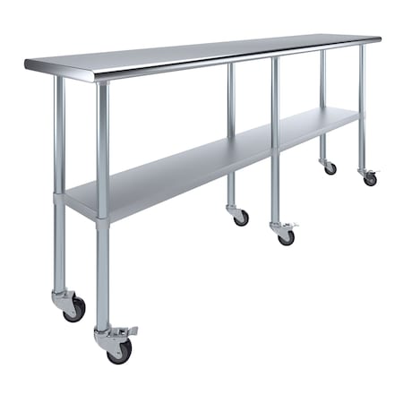 Amgood 18 in. x 84 in. Stainless Steel Table With Wheels AMG WT-1884-WHEELS